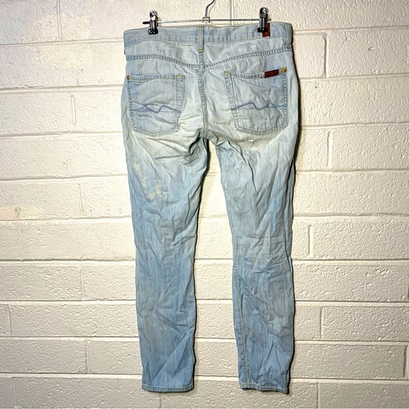 7 for All Mankind Lightweight Jeans LowRise Light Wash Josefina Skinny Boyfriend - Picture 1 of 15